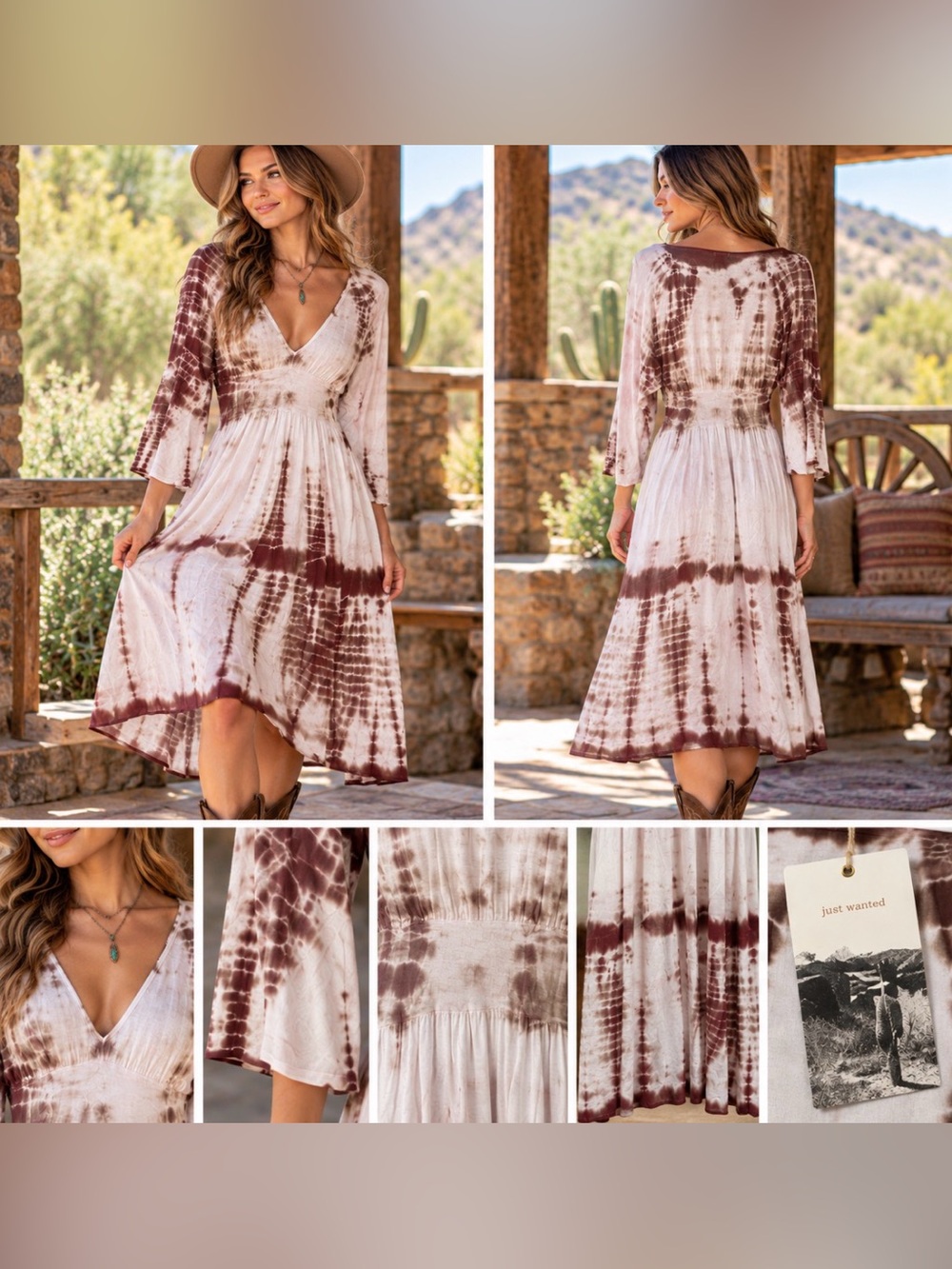 Tie-Dye V-Neck Long Sleeve Women's Dress 20pp 40L $125retail